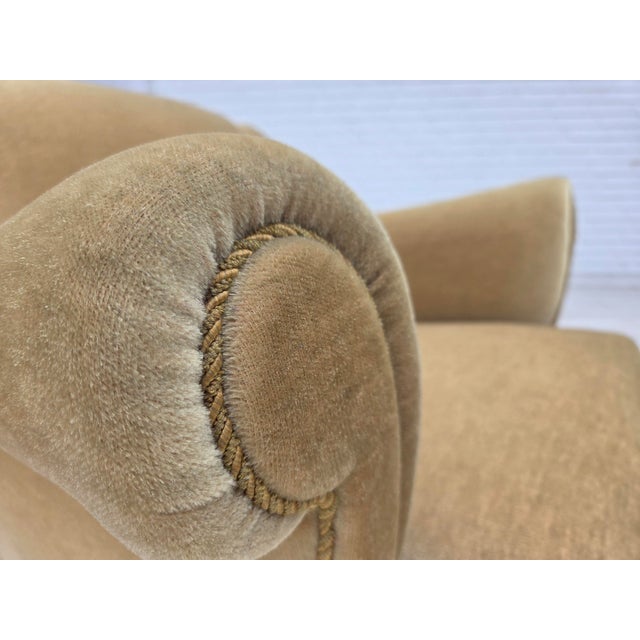 Danish Armchair with Velour Upholstery and Oak Legs, 1970s For Sale - Image 11 of 18
