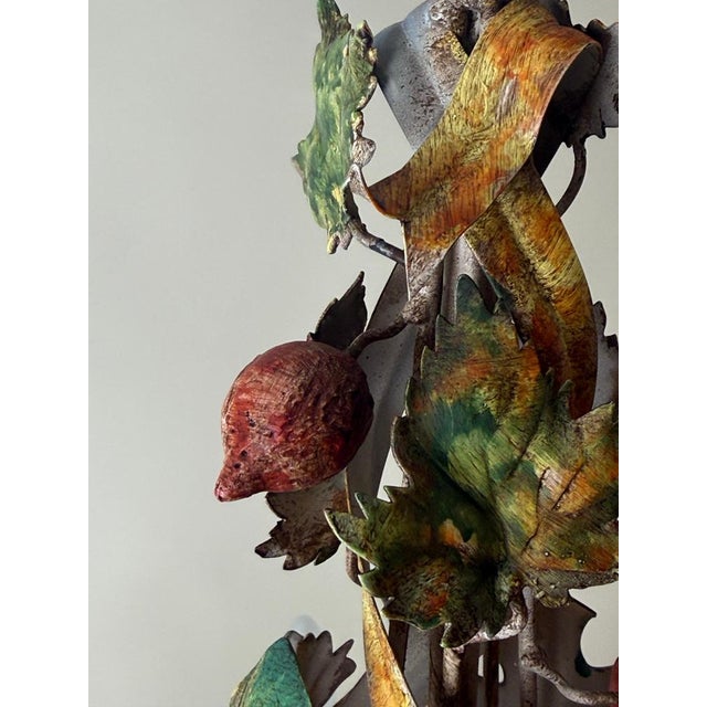 Italian Hand-Painted Fruit and Vine Chandelier with Pomegranates, 1970s For Sale - Image 12 of 16