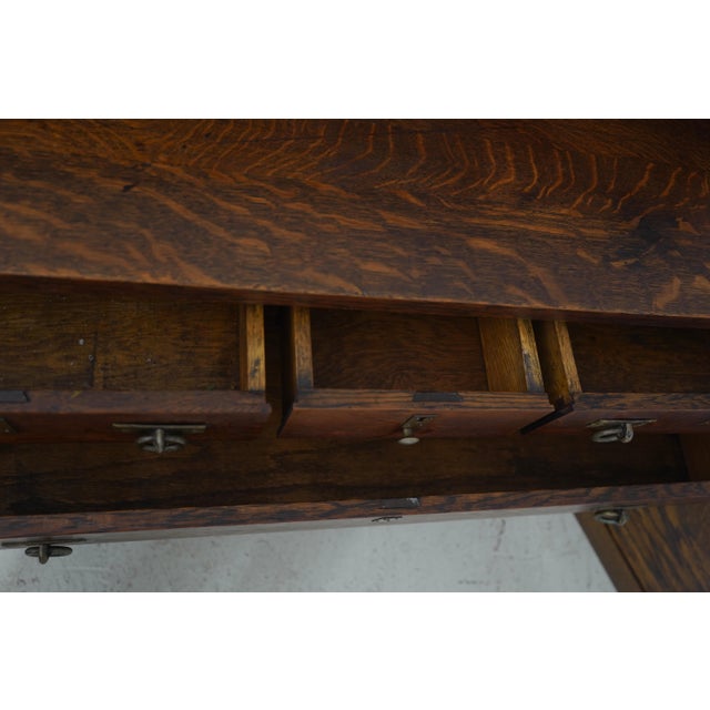 1900 - 1909 Antique Limbert Style Mission Oak Sideboard W. Mirror For Sale - Image 5 of 18