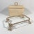 Postmodern Faux Travertine Ceramic Box With Metal Stand and Handle For Sale - Image 10 of 13