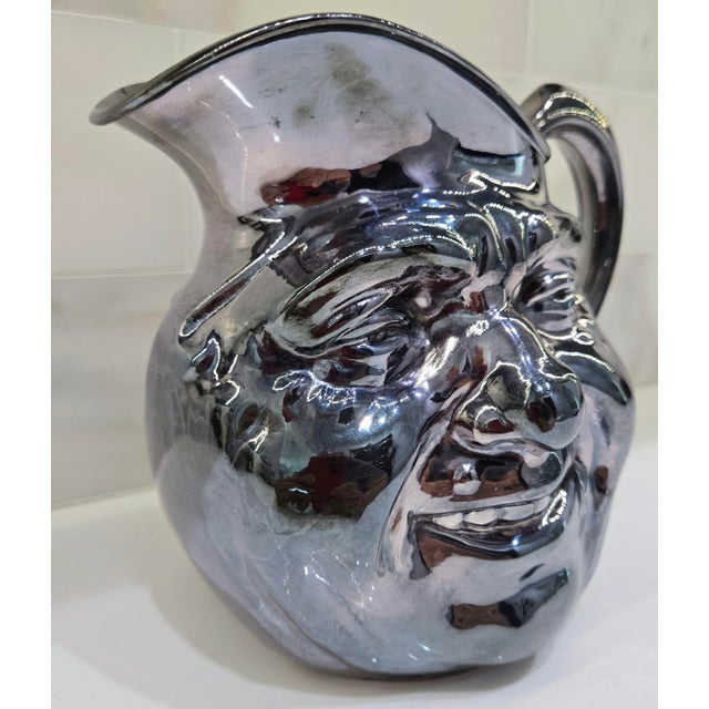 Mid 20th Century Vintage Reed & Barton “Sunny Jim” Silver Plate Figural Face Water Pitcher, Marked 5640 – Mid‑Century Barware & Collectible Serveware For Sale - Image 5 of 10