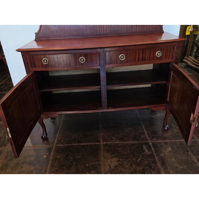 American Antique 1900s Chippendale Carved Paw Foot Sideboard Colonial Island Mahogany For Sale - Image 3 of 13