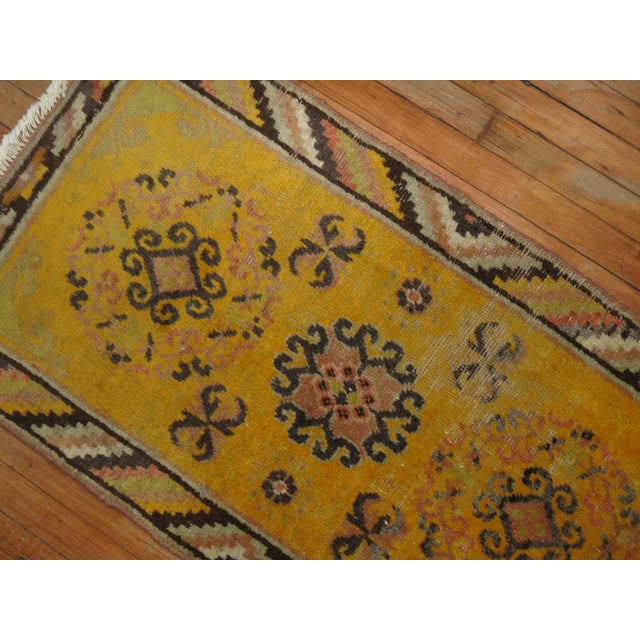 Contemporary Zabihi Collection Yellow Antique Khotan Scatter Rug For Sale - Image 3 of 6