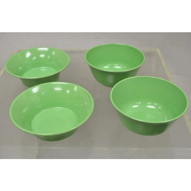 Vintage Art Deco Green & Yellow Bonny Ware Safetyware Bowl Set - 8 Pc Set For Sale - Image 4 of 7