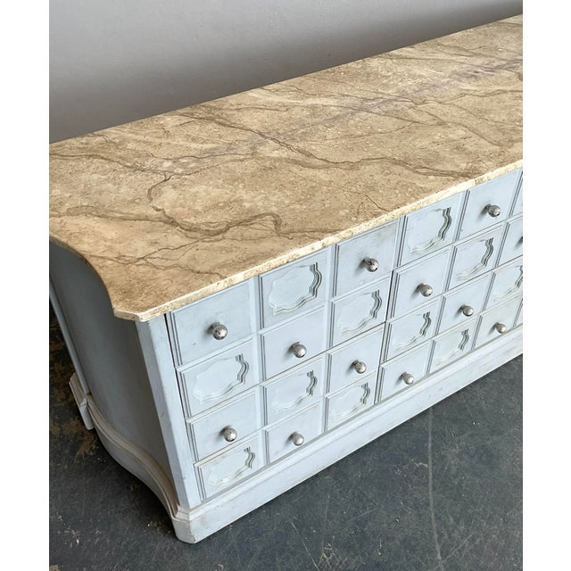 Baby Blue Vintage Faux Finished Blue Credenza For Sale - Image 8 of 12