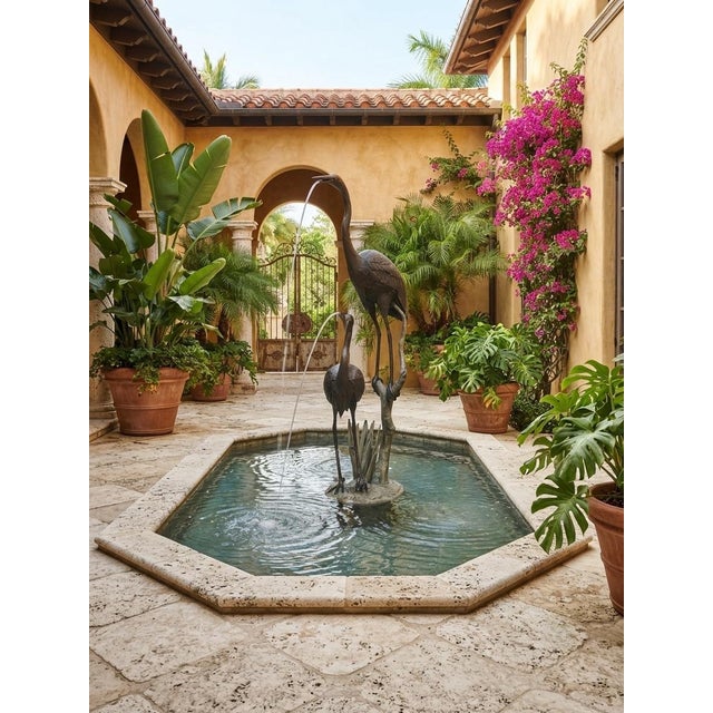 Bronze Heron Tiered Fountain Sculpture For Sale - Image 10 of 12