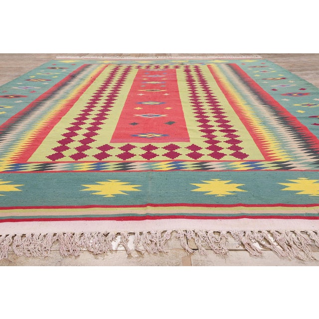 Vintage Indian Dhurrie Rug, 10'00 X 15'11 For Sale - Image 9 of 10