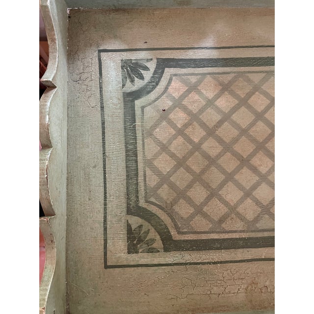 1970s Vintage Hand Painted Tray Table With Trellis Detail For Sale In Los Angeles - Image 6 of 12
