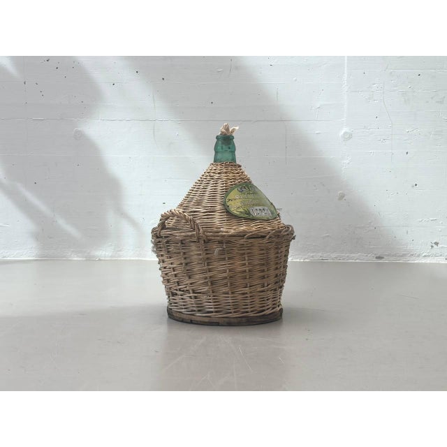 Mid-Century Italian Glass Balloon Bottle in Wickerwork, 1960s For Sale - Image 3 of 14