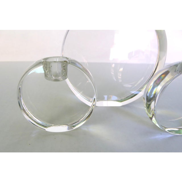 Vintage Never Used Set of 3 Val St Lambert Crystal "Beaulieu" Candleholders Belgium 1970s For Sale In Miami - Image 6 of 15