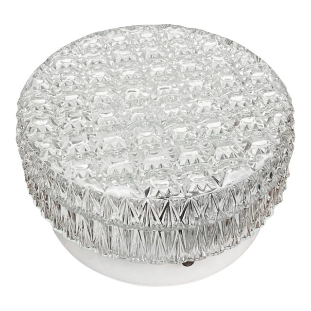 Crystal Ceiling/Wall Lamp Kamenický Šenov, 1970s | Brusel Style | Very Good Condition For Sale