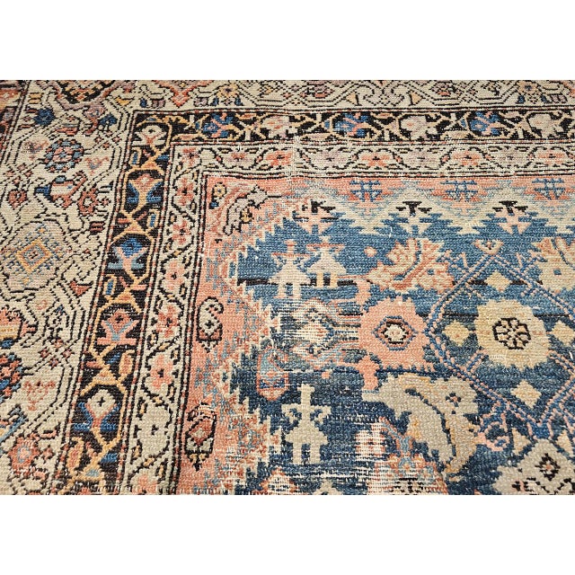 Antique Persian Malayer Gallery Rug, Hand-Knotted Wool, Geometric Pattern, 7x15, Blue & Ivory For Sale - Image 14 of 18