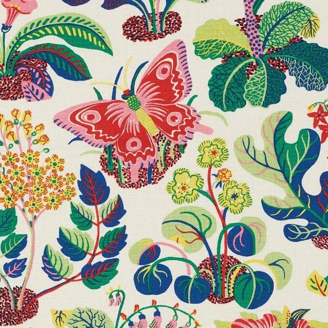 Schumacher Exotic Butterfly Fabric in Spring For Sale