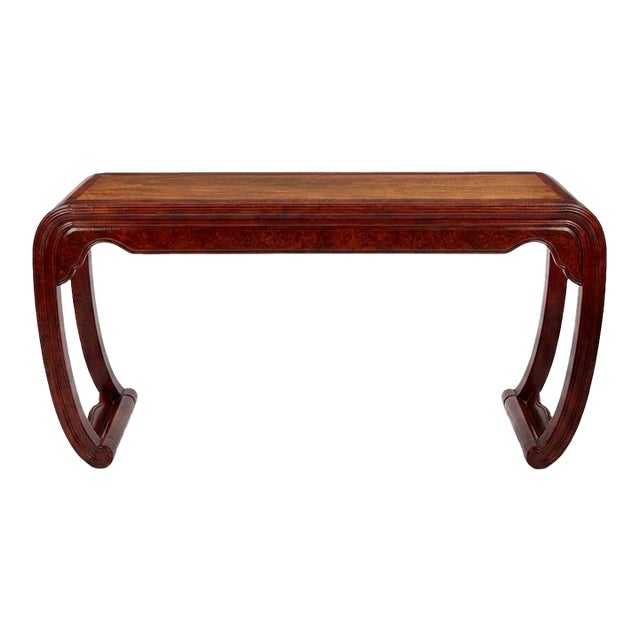 Henredon Chinoiserie Console Table in Original Faux Tortoise Shell Finish For Sale