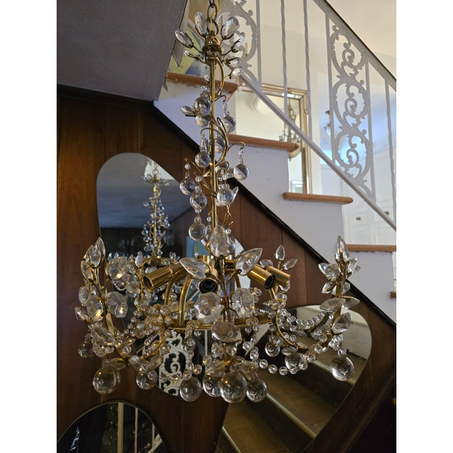Vintage Mid Century Modern Bagues Style Chandelier For Sale In Boston - Image 6 of 12