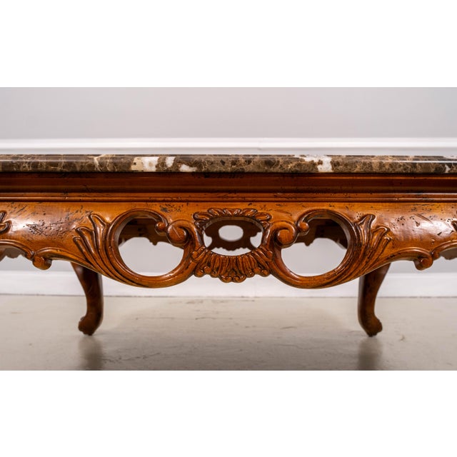 Brown Marble Top Sculpted Base Cocktail Coffee Table For Sale - Image 8 of 10