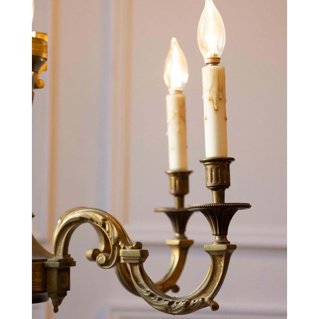 Mid 20th-Century French Bronze Chandelier with Classical Motifs For Sale - Image 9 of 11