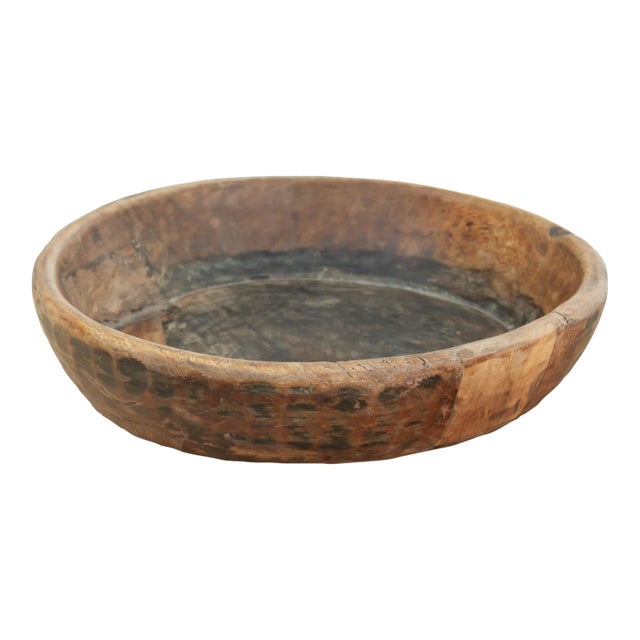 16" Dm Antique Rustic Farmhouse Wood Bowl For Sale