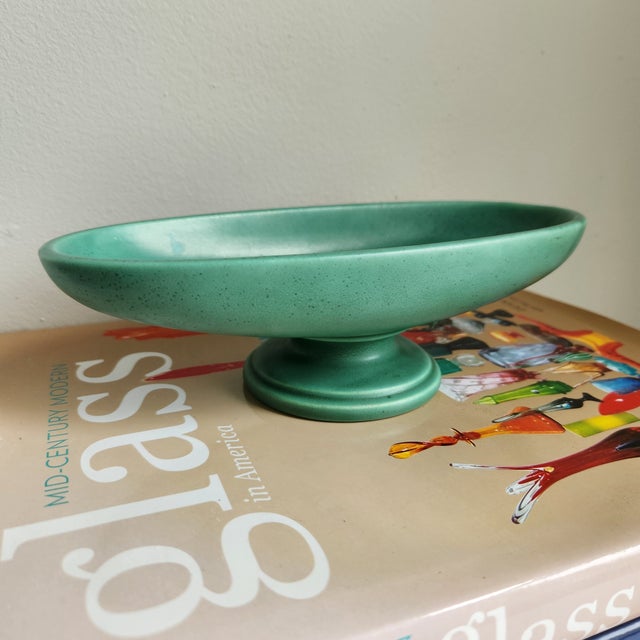Vintage Royal Haeger Pottery Green Oval Pedestal Planter Dish For Sale - Image 10 of 11