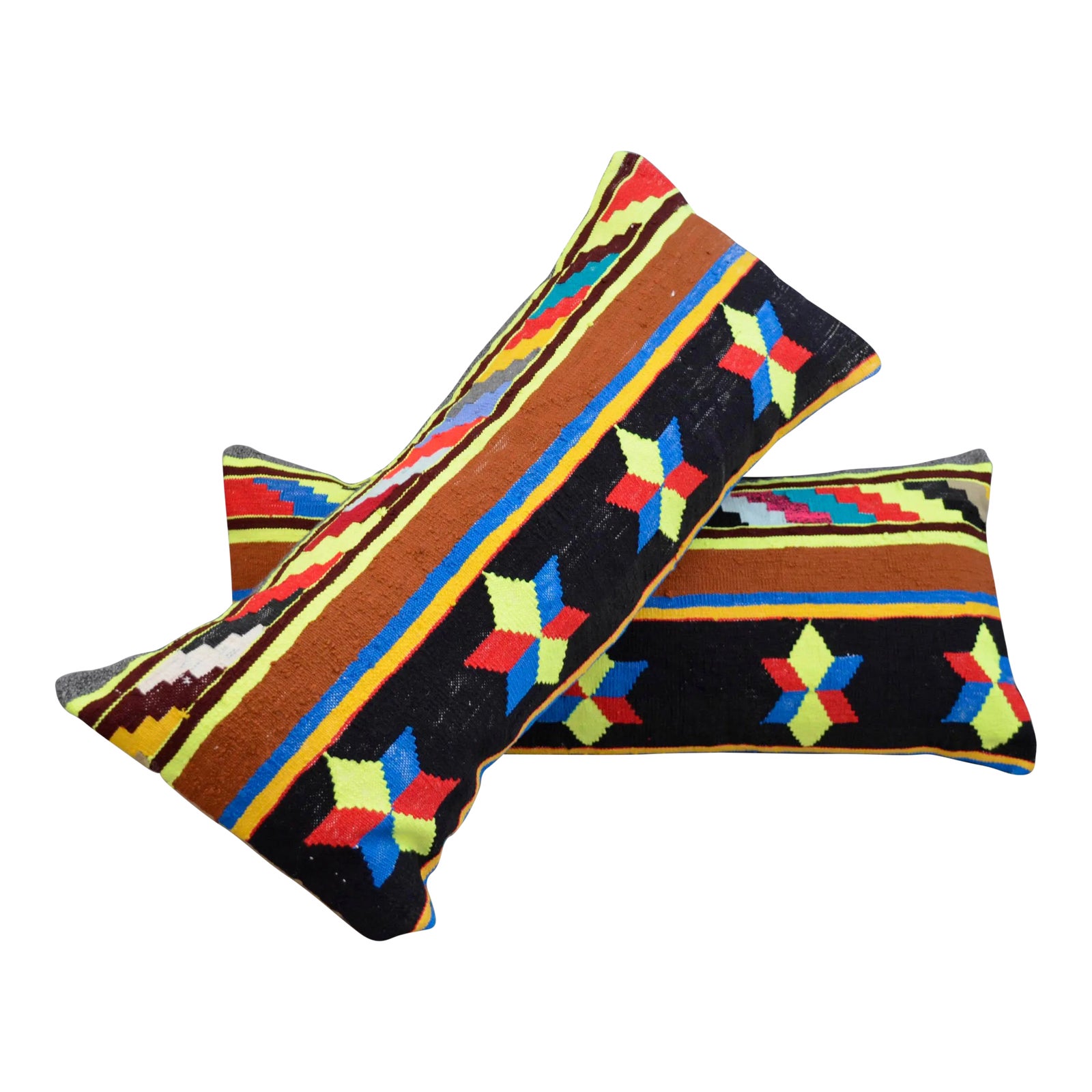 14" X 35" Vintage Turkish Kilim Lumbar Pillow Covers a Pair Chairish