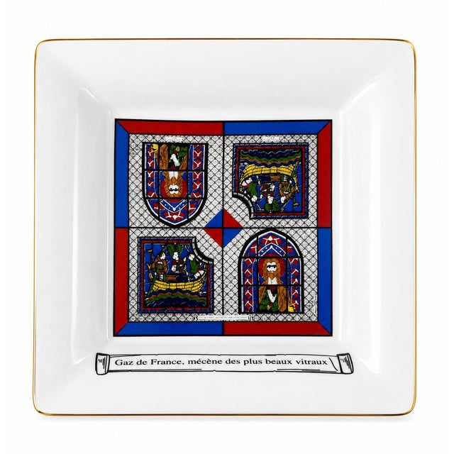 Vintage Cathedral De Chartres Bourges French Glass Windows Porcelain Ashtray For Sale - Image 10 of 10