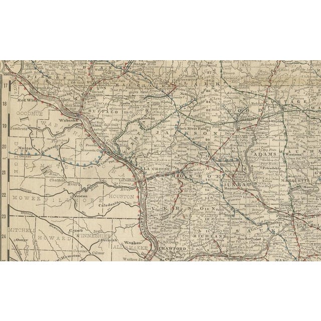 Antique Map of Wisconsin The Badger State with Railroads and Counties, 1888 For Sale - Image 4 of 10