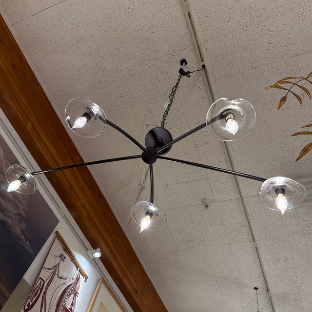 Restoration Hardware Restoration Hardware Lily Smoke Glass Chandelier For Sale - Image 4 of 12