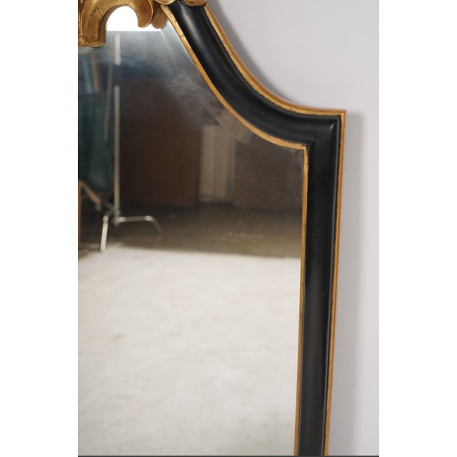 Contemporary Christopher Guy Black Lacquer and Giltwood Beveled Wall Mirror 48x27 20thC For Sale - Image 3 of 4