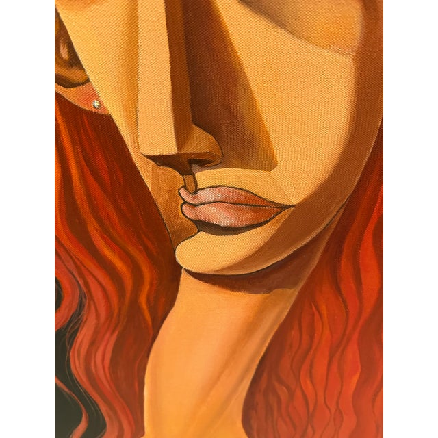 Large Cubist Portrait Oil Painting by Carlos Comesañas, 20th Century For Sale - Image 11 of 14