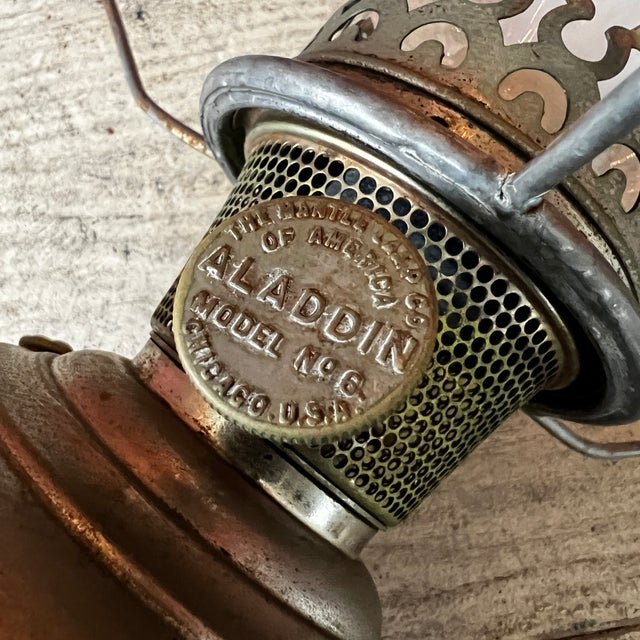 Silver Vintage Aladdin Model No. 6 Electric Converted Oil Lamp With Clear Glass Chimney For Sale - Image 8 of 17