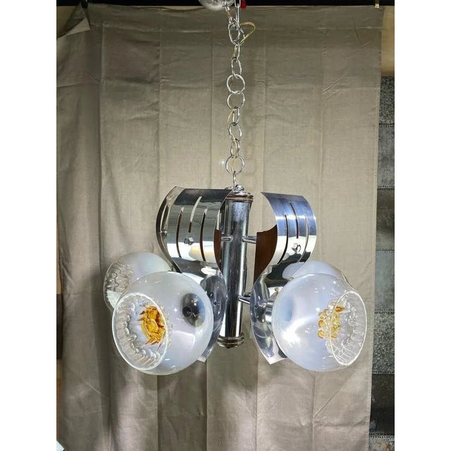 Mid-Century Modern Mid-Century Milan Hand-Blown Glass Chandelier For Sale - Image 3 of 6