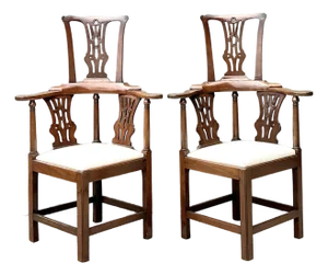 Vintage Chippendale High Back Corner Chairs - A Pair