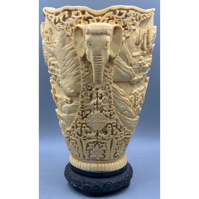 Large Chinese Carved Resin Vase, 1930s For Sale - Image 3 of 14