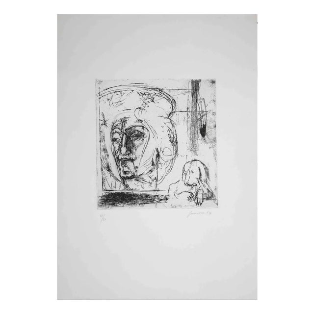 Piero Guccione, Composition, Original Etching and Drypoint, 1964 For Sale