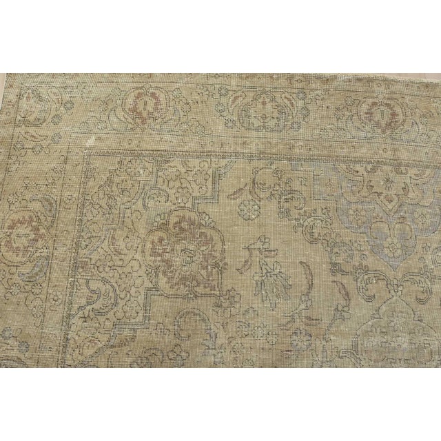 Textile Tabriz Rug 9’8” X 12’11” Beige Wool Vintage Distressed Hand-Knotted Carpet For Sale - Image 7 of 15