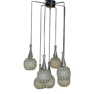 Mid-Century Space Age Cascading Pendant Lamp in Glass, 1970s For Sale