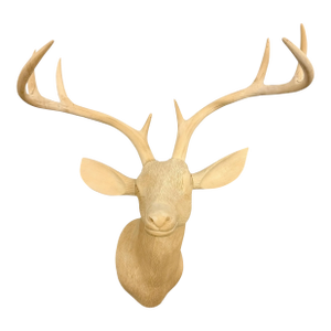 Carved Wood White-Tail Deer Mount