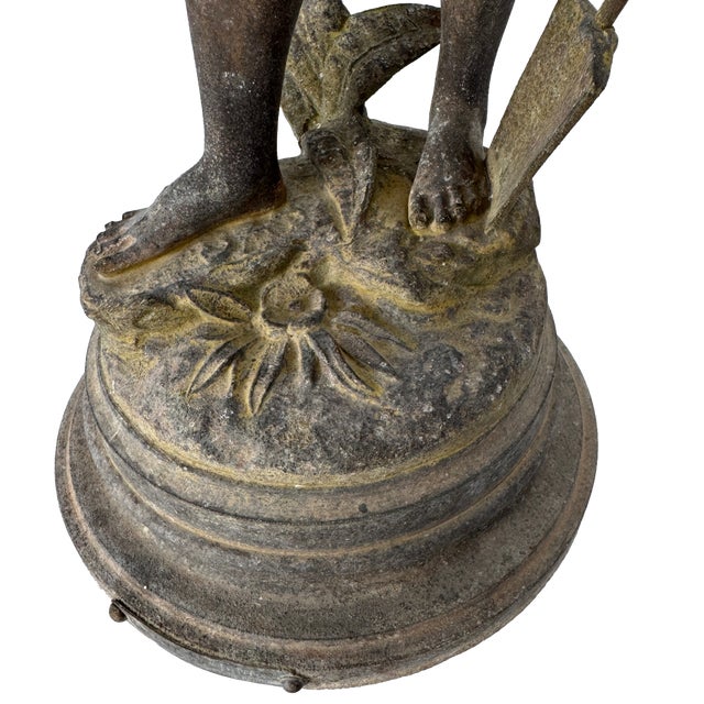 Antique French Louis Guillemin Signed Spelter “Jardinier” Sculpture For Sale - Image 10 of 17