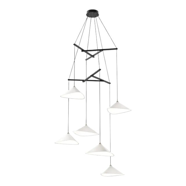 Daniel Becker 'Emily Vertikal 6' Chandelier in Matte White for Moss Objects For Sale