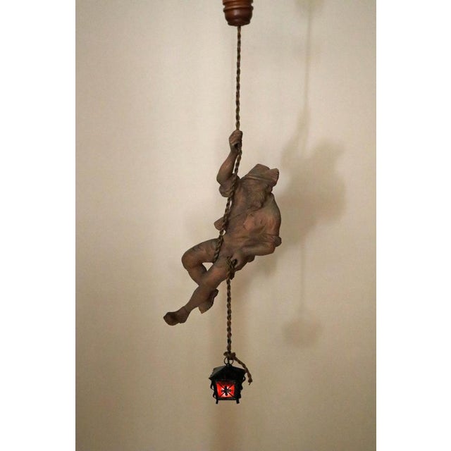 Tyrolean Mountaineer Pendant Lamp in Hand-Carved Softwood, 1980s For Sale - Image 6 of 18