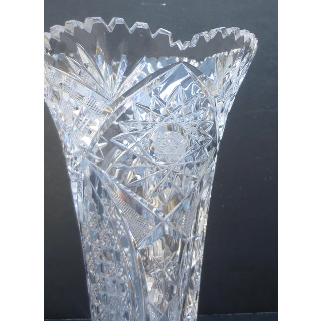 American Brillant Cut Trumpet Vase Circa 1930s For Sale - Image 4 of 10