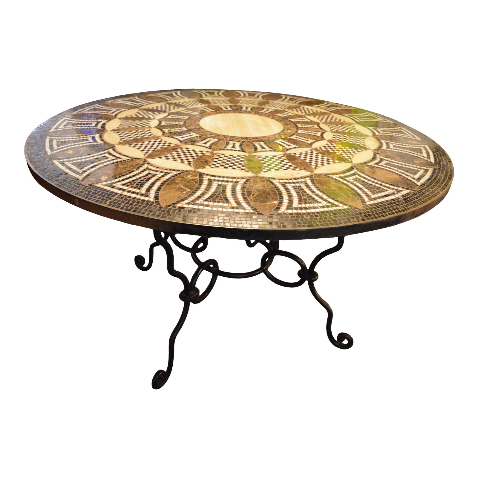 Italian Mosaic Round Dining TableItalian Handmade Multi Color Mosaic