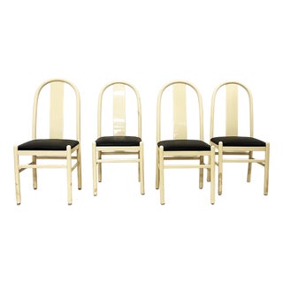 Lacquered Wooden Chairs, 1980s, Set of 4 For Sale