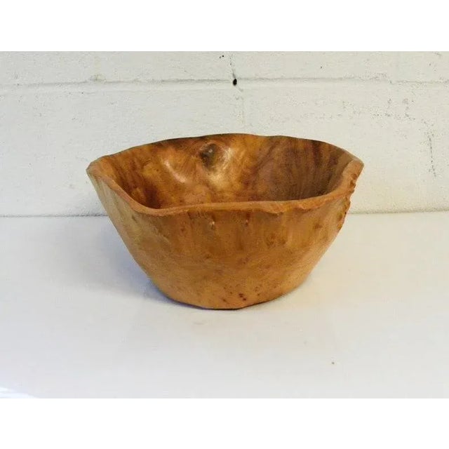 Brown Vintage Mid Century Hand Carved Fruit Bowl For Sale - Image 8 of 8