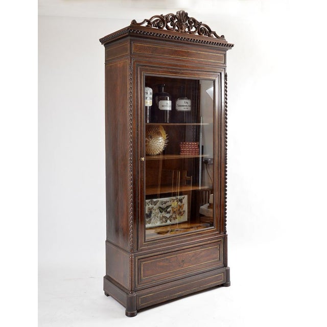 Brown 19th Century French Louis XVI Style Display Cabinet or Bookcase in Rosewood & Satin Birch For Sale - Image 8 of 18
