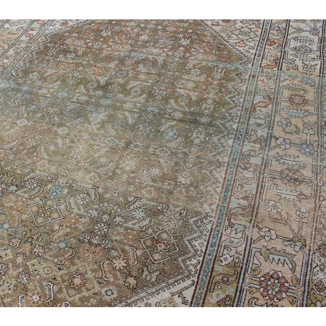 Early 20th Century Antique Persian Malayer Rug With Medallion and Geometric Design For Sale - Image 5 of 13