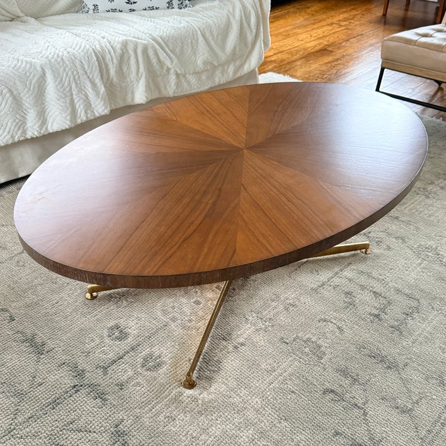 Highland House Montauk Cerused Oak and Brass Cocktail Table This is a very handsome coffee table with a modern twist on a...
