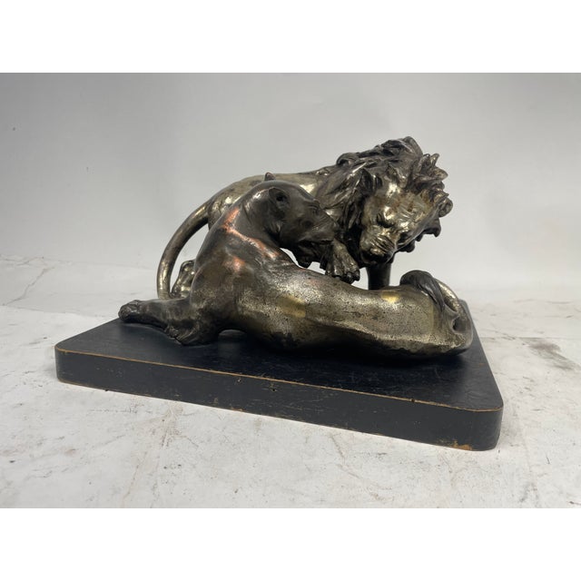 C. Ganci, Fight Between Lion and Tiger, 1920s, Silver Sculpture For Sale - Image 12 of 15