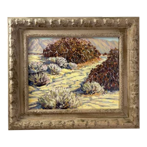 Vintage Plein Air California Desert Landscape Painting by Robert Arnett