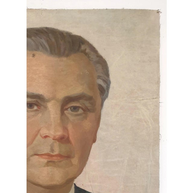 Realism 1970s Male Portrait Oil Painting, Soviet Socialist Realism Art 98-70 For Sale - Image 3 of 6